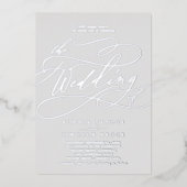 Romantic Silver Foil Grey vult het huwelijk van Folie Uitnodiging (Voorkant)