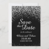 Romantic Silver Glitter Night Sky Save The Date (Voorkant)