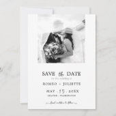Romantic Simple Black&White-foto Opslaan datum Save The Date (Voorkant)