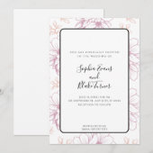 Romantic Simple Mauve Line Drawn Flowers Wedding Kaart (Voorkant / Achterkant)