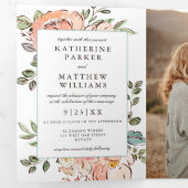 Romantic Sketchbook Florals All-in-One Wedding Drieluik Uitnodiging (Binnenzijde eerst)