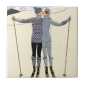 Romantic Skiing Couple Tile Tegeltje (Voorkant)