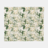 Romantic Smooth White Flowers en Green Leaves Fleece Deken (Voorkant (Horizontaal))