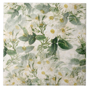Romantic Smooth White Flowers en Green Leaves Tegeltje
