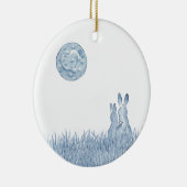 Romantic Snuggle Bunny Love Blue Moon personaliser Keramisch Ornament (Rechts)