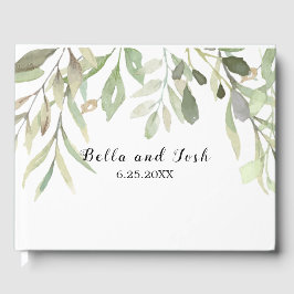 Romantic Soft Botanical Greenery Wedding Gastenboek