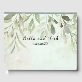 Romantic Soft Botanical Greenery Wedding Gastenboek