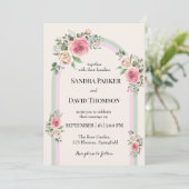 Romantic Soft Pastel Floral Arch Wedding Kaart (Staand voorkant)