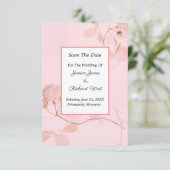 Romantic Soft Pink Rose Bud Wedding Save The Date (Staand voorkant)