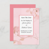 Romantic Soft Pink Rose Bud Wedding Save The Date (Voorkant / Achterkant)