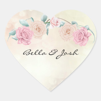 Romantic Soft Roos Wedding Hart Sticker