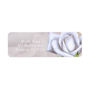 Romantic Soft White Roses Elegant Floral Wedding Etiket