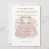 Romantic Spanish Quinceañera Twins Red & Golden Kaart (Achterkant)