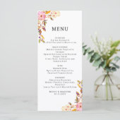 Romantic Spring Floral Wedding Menu Kaart (Staand voorkant)
