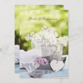 Romantic Spring Flower Floral Lila SAVE the Date (Voorkant / Achterkant)