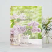 Romantic Spring Flower Floral Lila Wedding Menu (Staand voorkant)