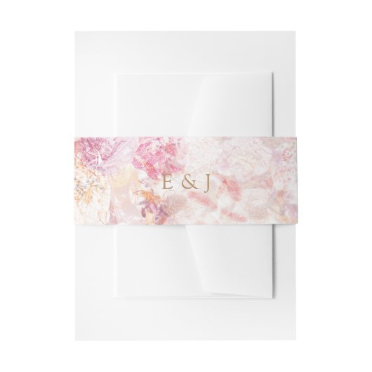 Romantic Spring Pink Flowers Weddenschap Band Uitnodigingen Wikkel (Voorkant Voorbeeld)