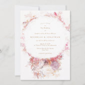 Romantic Spring Pink Flowers Weddenschap Kaart (Voorkant)