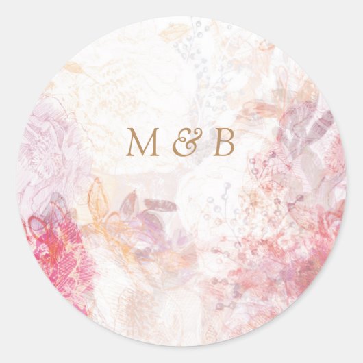 Romantic Spring Pink Flowers Wedding Sticker (Voorkant)