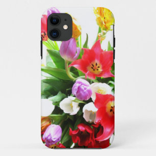 Romantic Spring Tulip Flowers Patroon iPhone 11 Hoesje