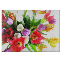 Romantic Spring Tulip Flowers Snijplank