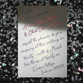 Romantic Spring Wedding Pink, Purple & Silver Folie Uitnodiging