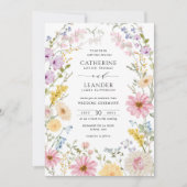 Romantic Spring Wildflower Meadow Wedding Kaart (Voorkant)