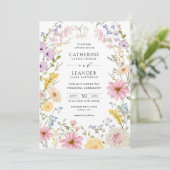 Romantic Spring Wildflower Meadow Wedding Kaart (Staand voorkant)