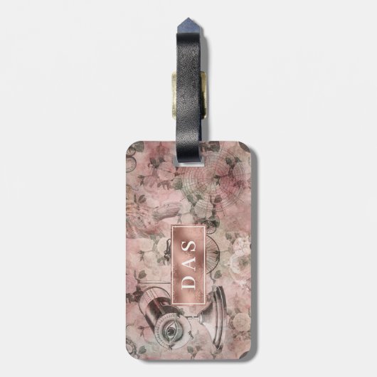 Romantic Steampunk |  Ephemera-monogram Bagagelabel (Achterkant verticaal)