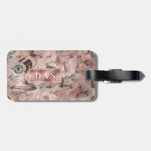 Romantic Steampunk | Ephemera-monogram Bagagelabel (Achterkant horizontaal)