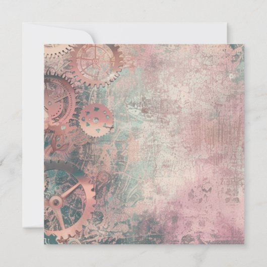 Romantic Steampunk Gears Wedding Invitation (Dos)