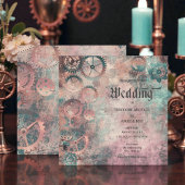 Romantic Steampunk Gears Wedding Invitation
