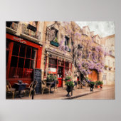 Romantic street and restaurant in Paris, Frankrijk Poster (Voorkant)