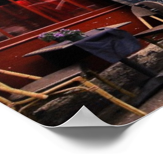 Romantic street and restaurant in Paris, Frankrijk Poster (Hoek)