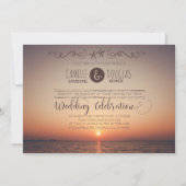 Romantic Sunset Beach Wedding Invitation Kaart (Voorkant)