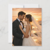 Romantic Sunset Beach Wedding Save the Date (Voorkant)