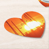 Romantic Sunset LOVE Heart Onderzetter (Gekanteld)