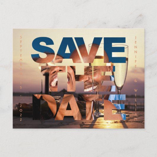 Romantic Sunset Photo Wedding Save the Date Briefkaart (Voorkant)