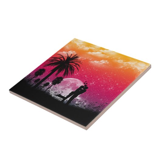 Romantic Sunset Wall Tile Tegeltje (Zijkant)