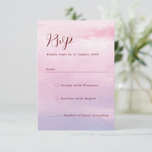 Romantic sunset watercolor wedding invitation rsvp (Debout devant)