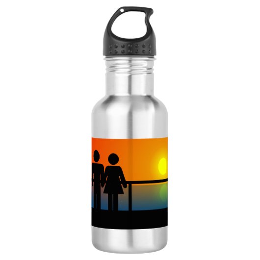 Romantic Sunset Waterfles (Voorkant)