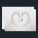 Romantic Swans Mariage Enregistrer la carte de dat<br><div class="desc">Des cygnes ornent l'arrière de ces mariages plats à l'exception des cartes datant offrant une esthétique romantique. L'avant est simple et classique dans les tons blanc et argent foncé. Idéal pour les occasions spéciales. Utilisez le modèle pour personnaliser.</div>