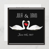 Romantic Swans Wedding Invitation Kaart (Voorkant / Achterkant)