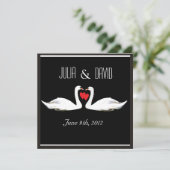 Romantic Swans Wedding Invitation Kaart (Staand voorkant)