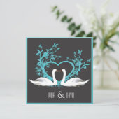 Romantic Swans Wedding Invitation Kaart (Staand voorkant)