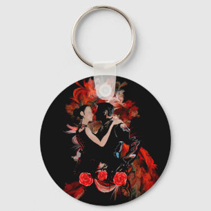 Romantic tango dansers op rode fractal sleutelhanger