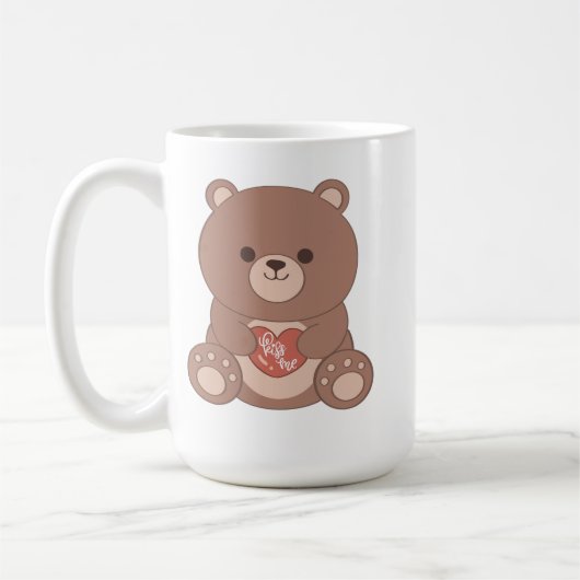 Romantic Teddy Bear & Hearts Mug (Gauche)