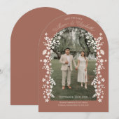 Romantic Terracotta Floral Arch Save the Date Kaart (Voorkant / Achterkant)