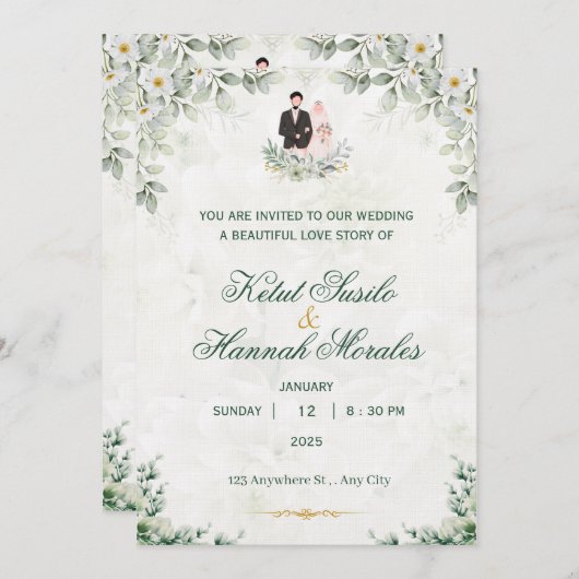Romantic Timeless Wedding Invitation | Elegant (Devant / Derrière)