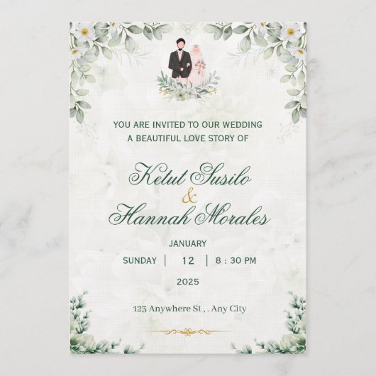 Romantic Timeless Wedding Invitation | Elegant Kaart (Voorkant)